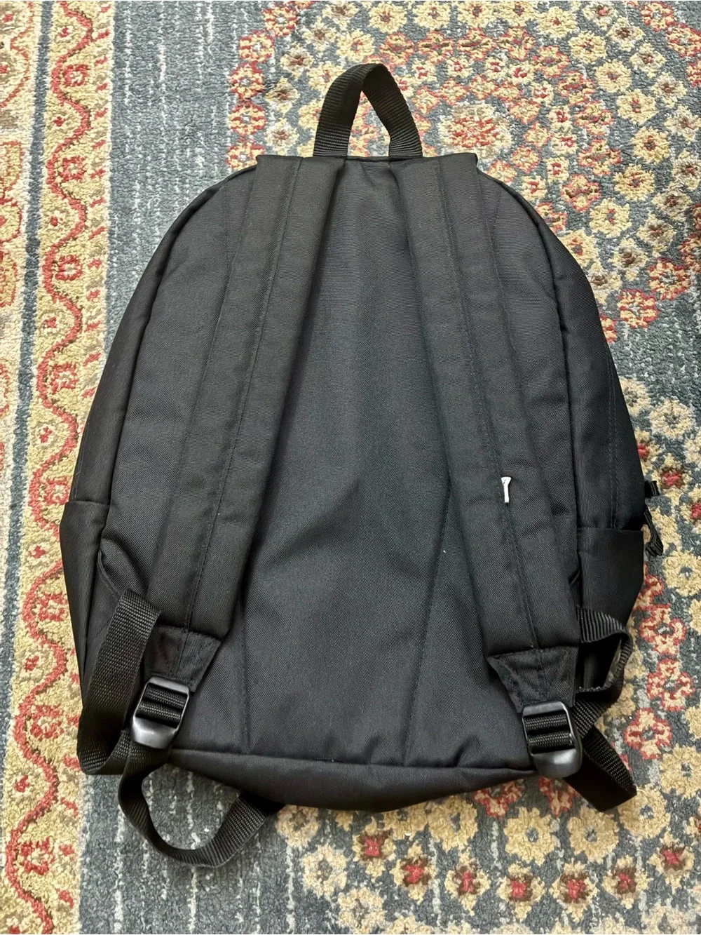 Vans Black White Checkerboard Backpack with Pink Rose Accents